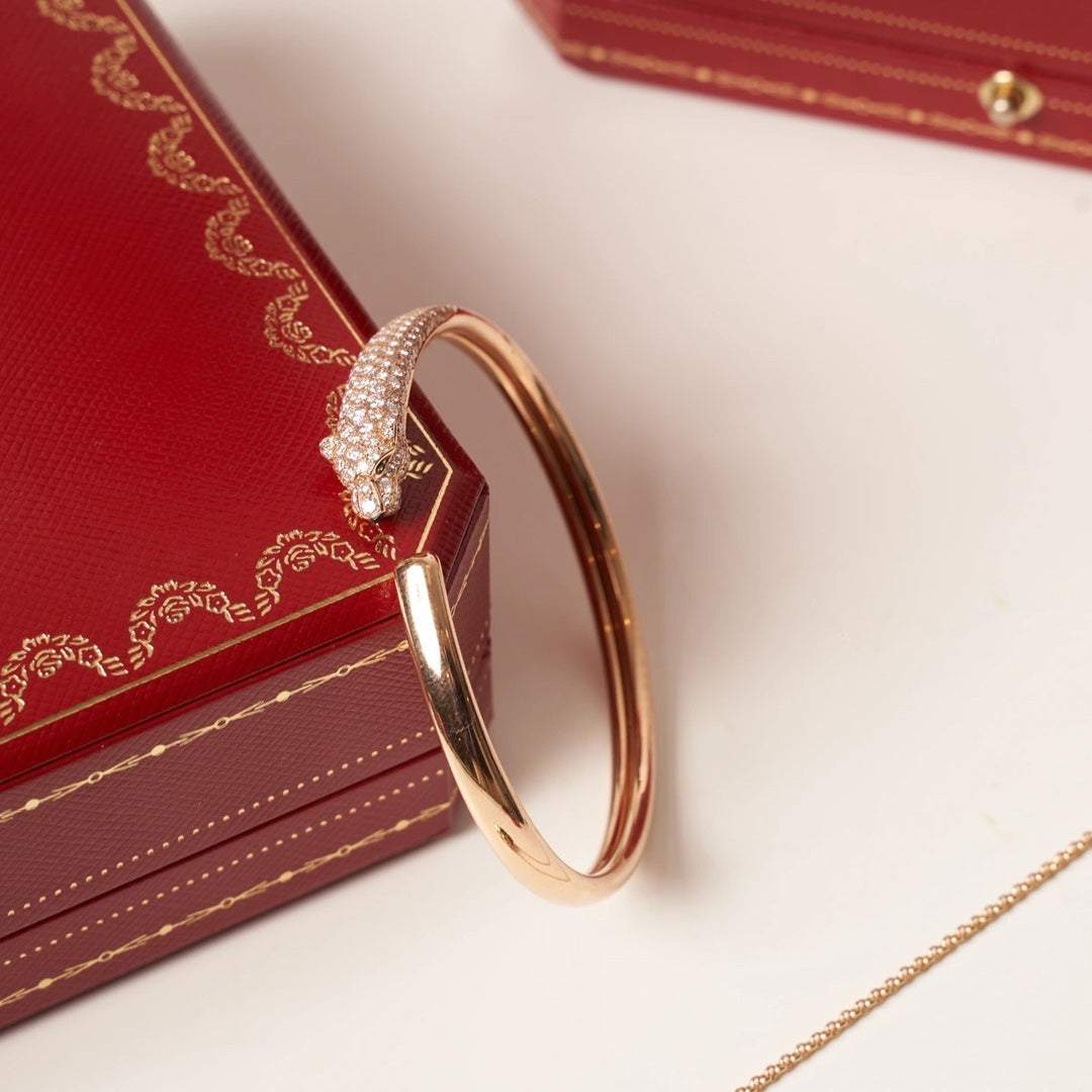 [Kincade Jewelrys]PANTHERE ROSE GOLD DIAMOND OPEN BRACELET