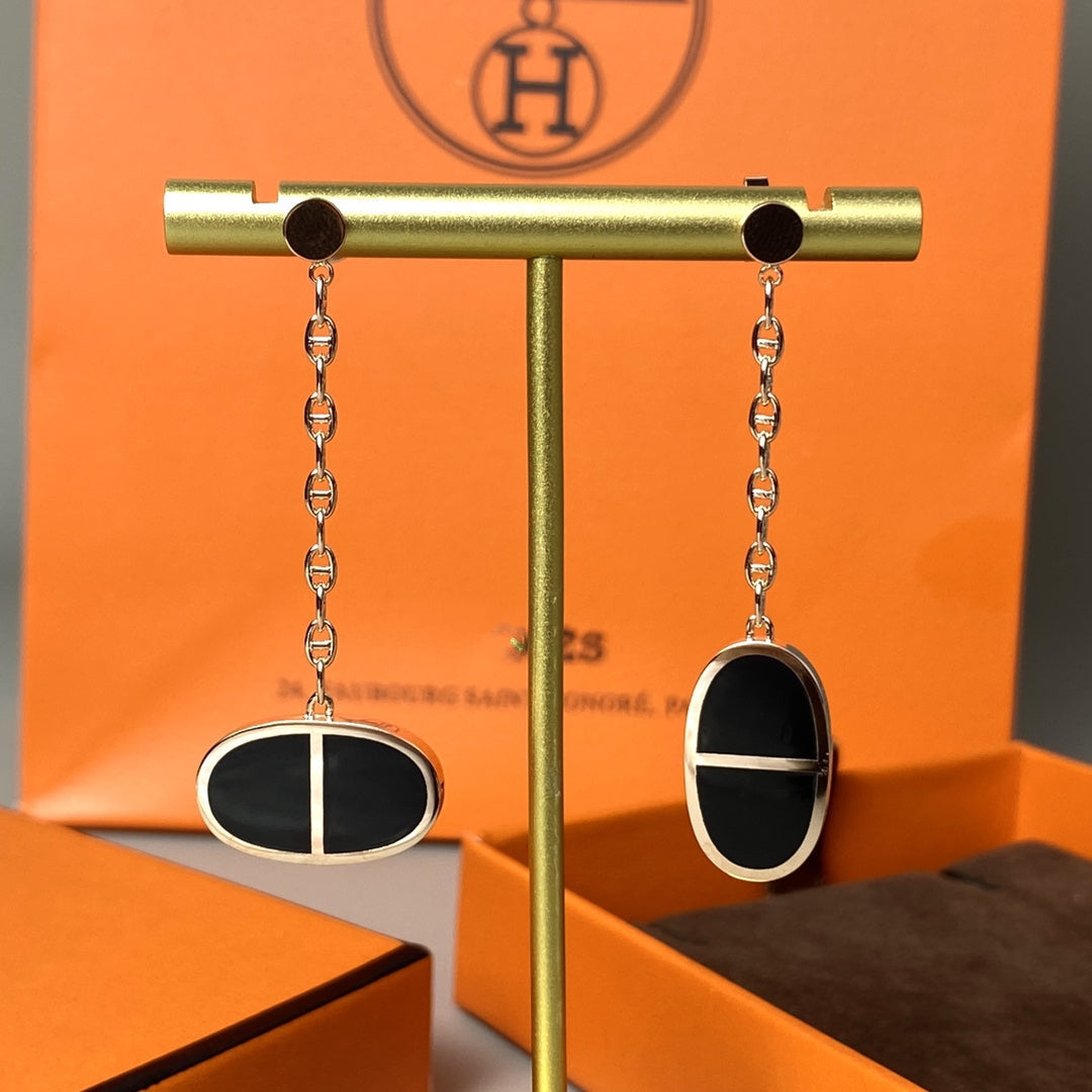 [Kincade Jewelrys]CHAINE VERSO BLACK CERAMIC EARRINGS