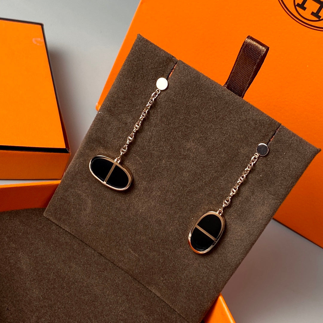 [Kincade Jewelrys]CHAINE VERSO BLACK CERAMIC EARRINGS