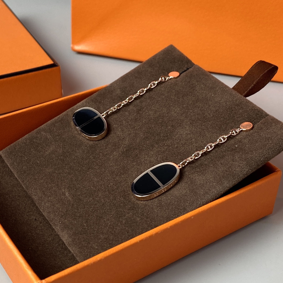 [Kincade Jewelrys]CHAINE VERSO BLACK CERAMIC EARRINGS