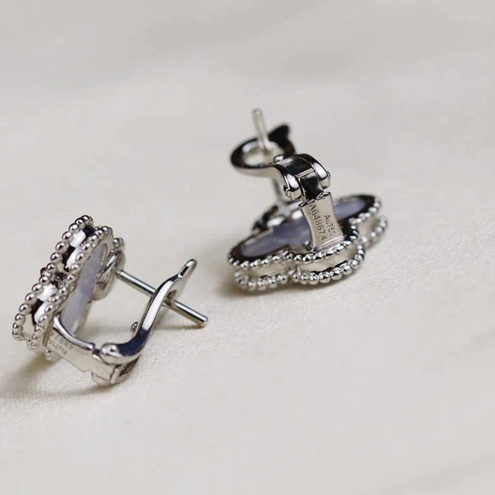 [Kincade Jewelrys]CLOVER MEDIUM 1 MOTIFS  WHITE MOP EARRINGS SILVER