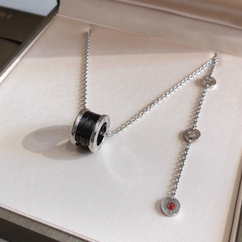 [Kincade Jewelrys]ZERO 1 BLACK CERAMIC SILVER NECKLACE