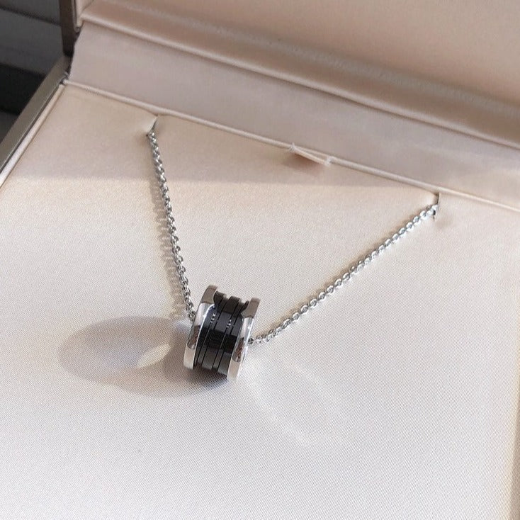 [Kincade Jewelrys]ZERO 1 BLACK CERAMIC SILVER NECKLACE