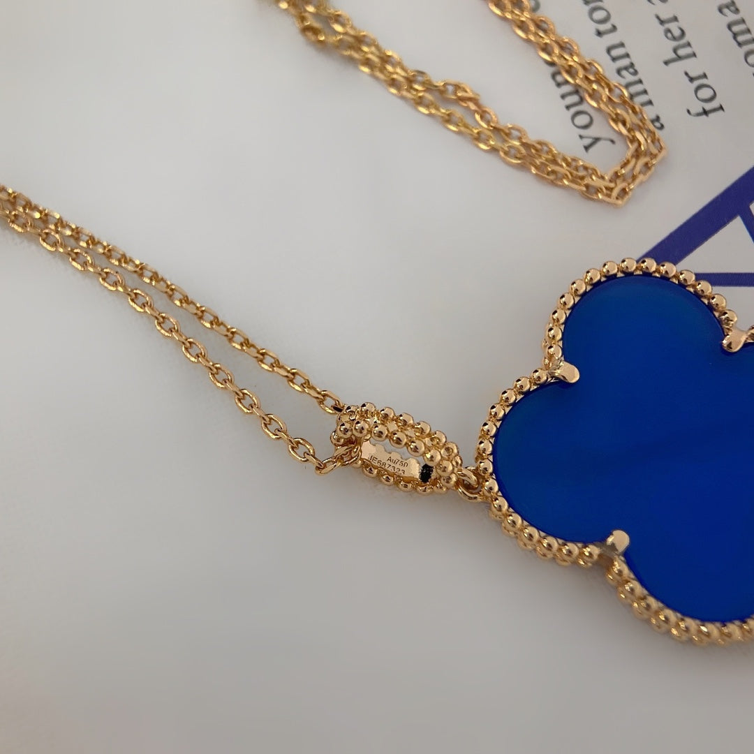 [Kincade Jewelrys]CLOVER 25MM NECKLACE TURQUOISE ROSE GOLD