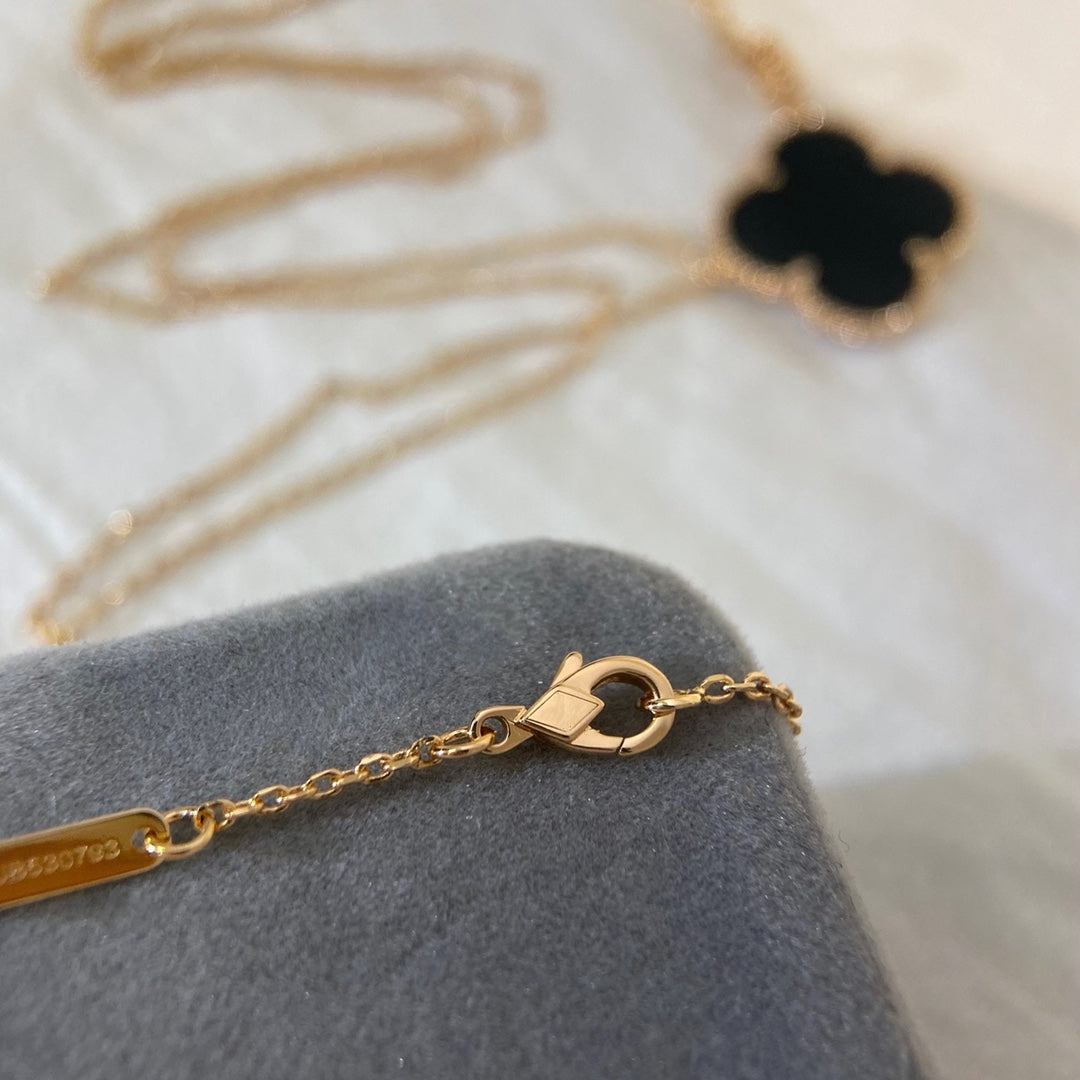 [Kincade Jewelrys]CLOVER 25MM NECKLACE GOLD ONYX