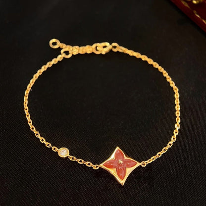 [Kincade Jewelrys]Pulsera de cornalina color estrella en oro rosa con diamantes