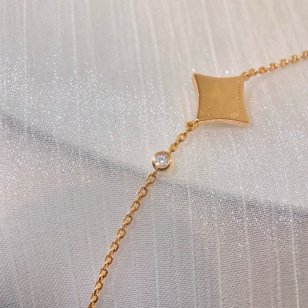 [Kincade Jewelrys]Pulsera de cornalina color estrella en oro rosa con diamantes