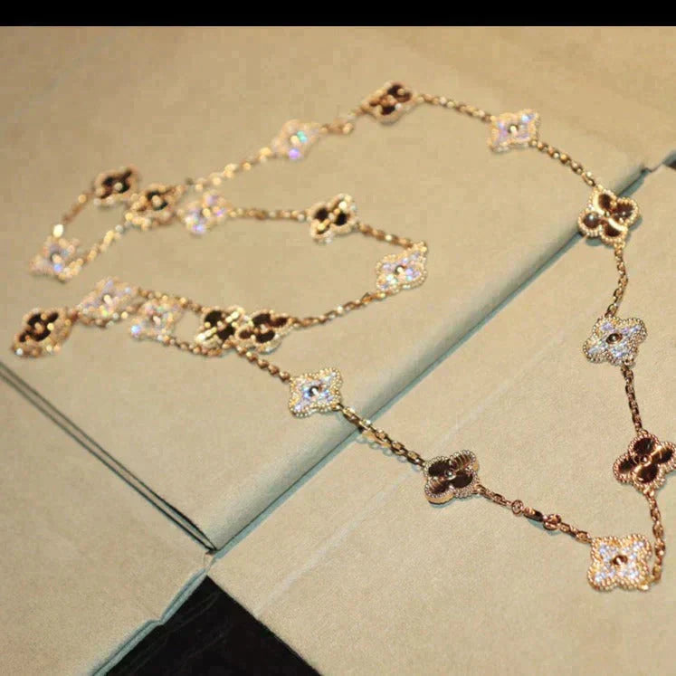 [Kincade Jewelrys]CLOVER 20 MOTIFS LASER DIAMOND NECKLACE