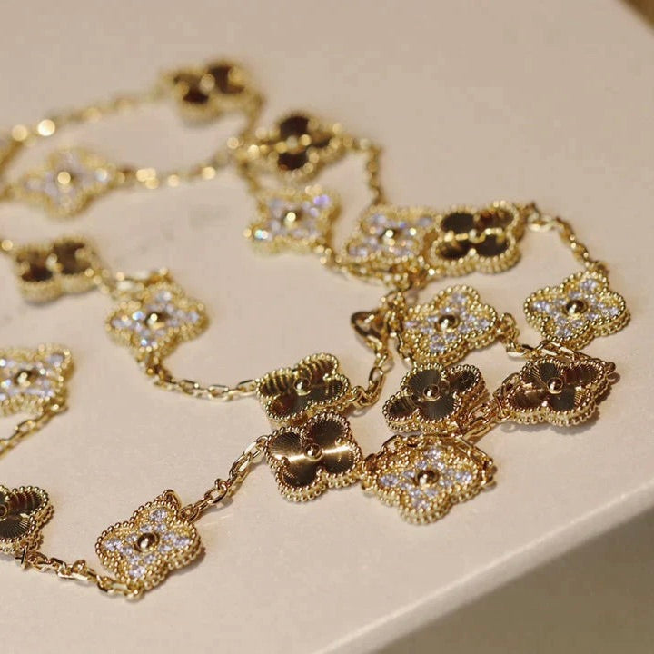[Kincade Jewelrys]CLOVER 20 MOTIFS LASER DIAMOND NECKLACE