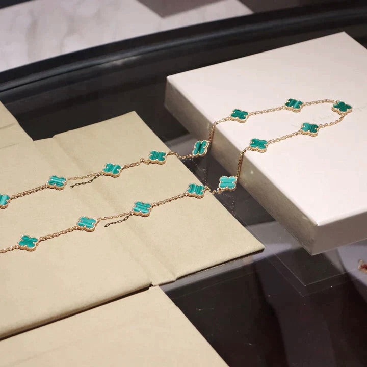 [Kincade Jewelrys]CLOVER 20 MOTIFS MALACHITE GOLD