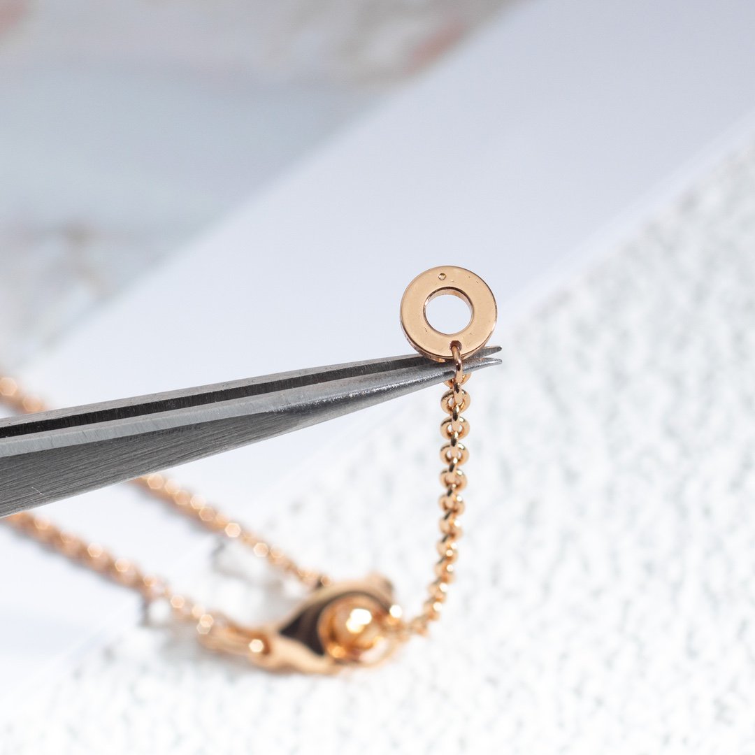 [Kincade Jewelrys]ZERO 1 WHITE CERAMIC PINK GOLD DIAMOND NECKLACE