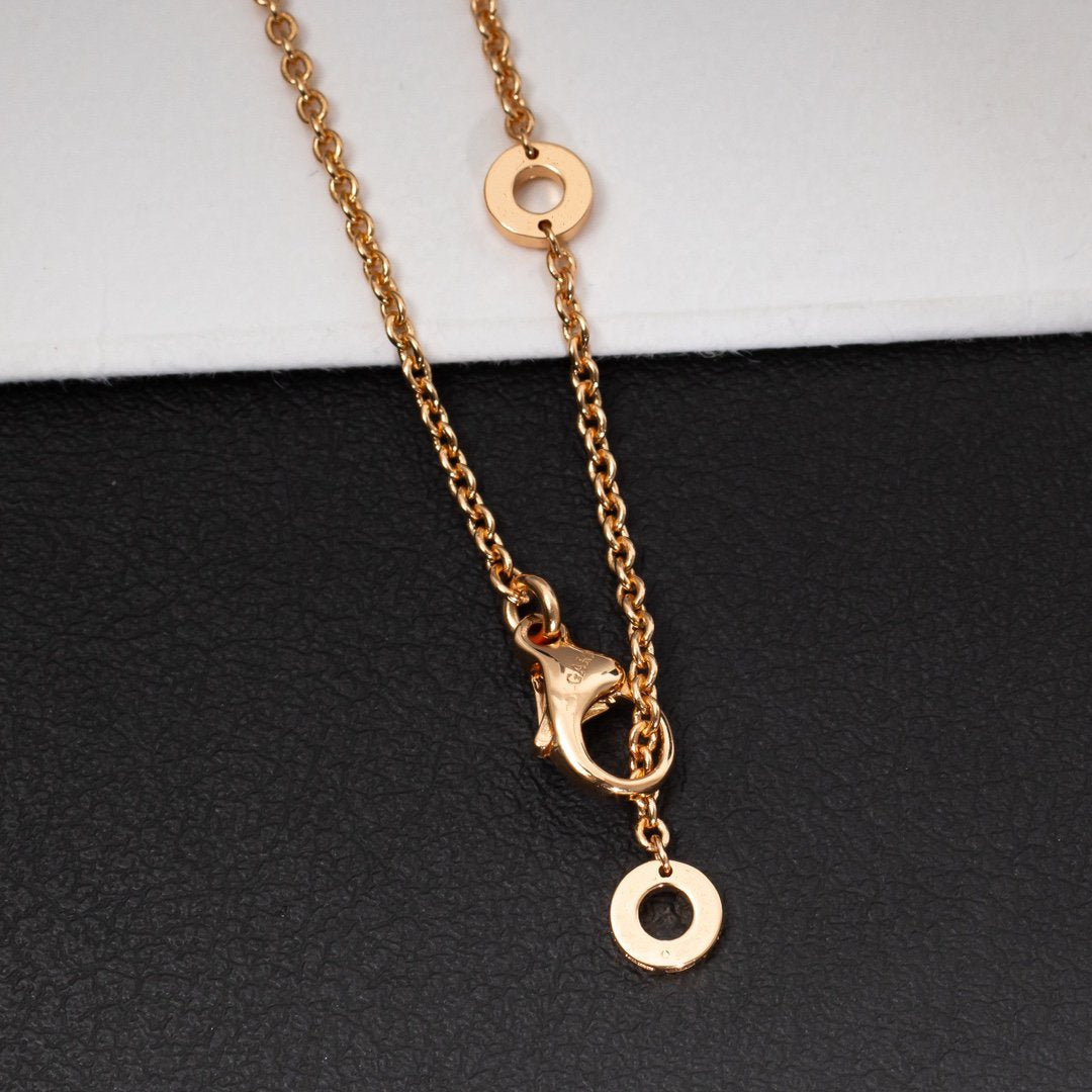 [Kincade Jewelrys]ZERO 1 WHITE CERAMIC PINK GOLD DIAMOND NECKLACE