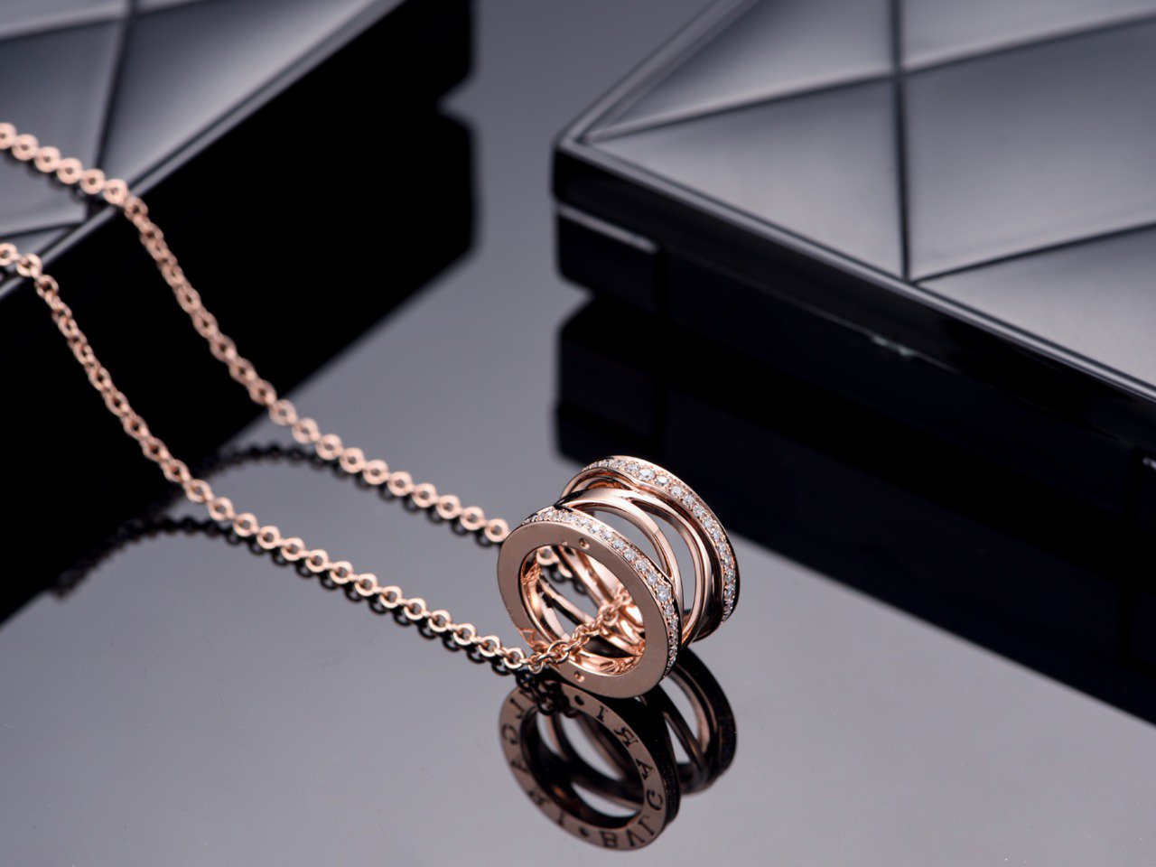 [Kincade Jewelrys]ZERO 1 PINK GOLD DIAMOND OPEN NECKLACE