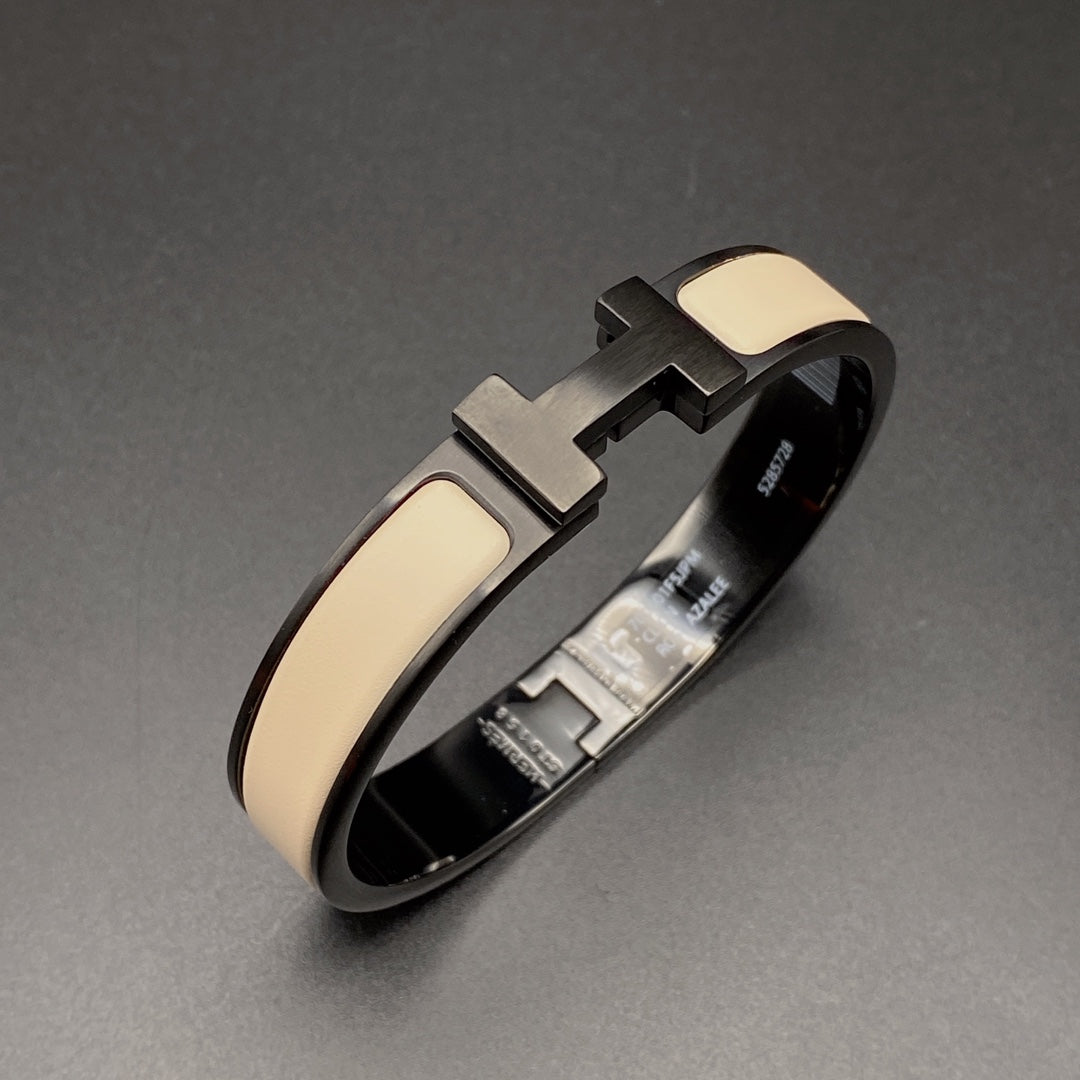 [Kincade Jewelrys] PULSERA H 12MM CERÁMICA NEGRA BEIGE