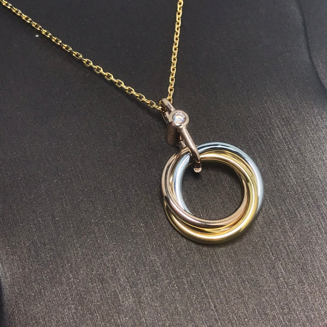 [Kincade Jewelrys]TRINITY SILVER GOLD PINK GOLD NECKLACE