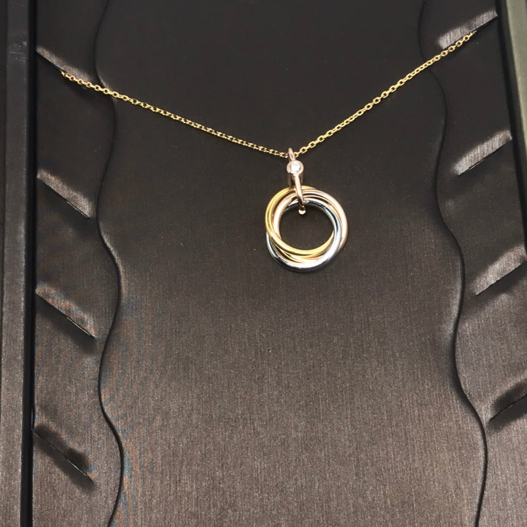 [Kincade Jewelrys]TRINITY SILVER GOLD PINK GOLD NECKLACE