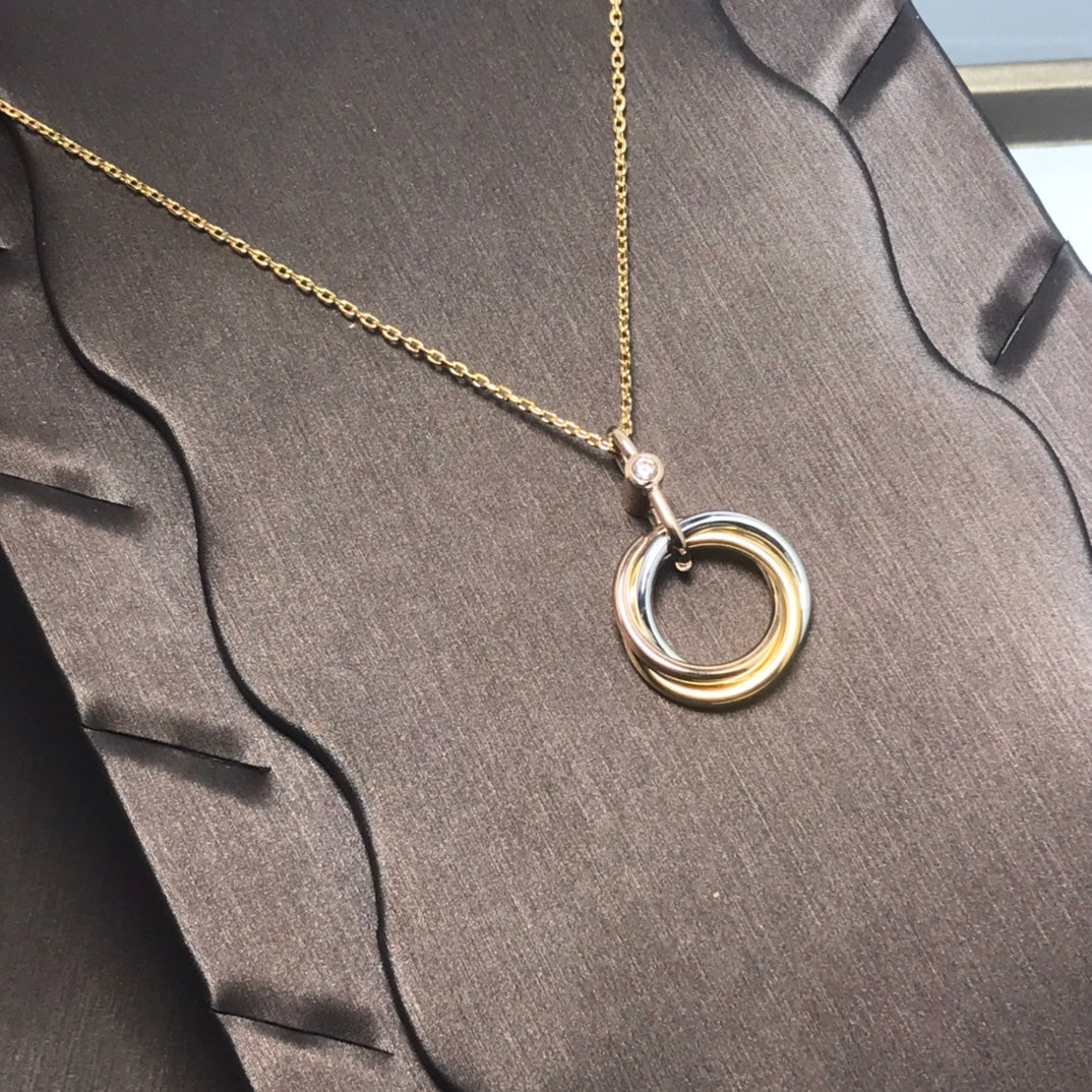 [Kincade Jewelrys]TRINITY SILVER GOLD PINK GOLD NECKLACE