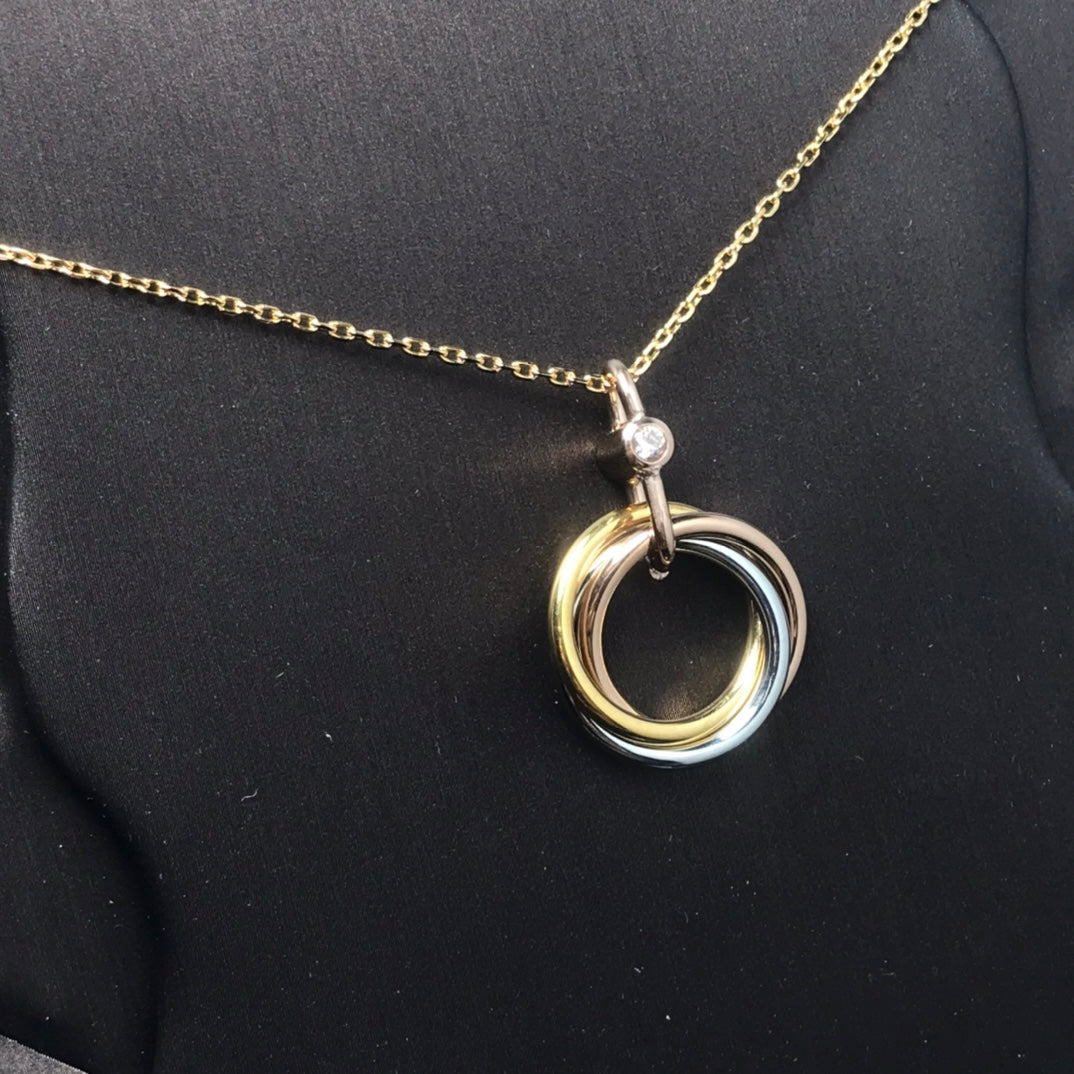 [Kincade Jewelrys]TRINITY SILVER GOLD PINK GOLD NECKLACE