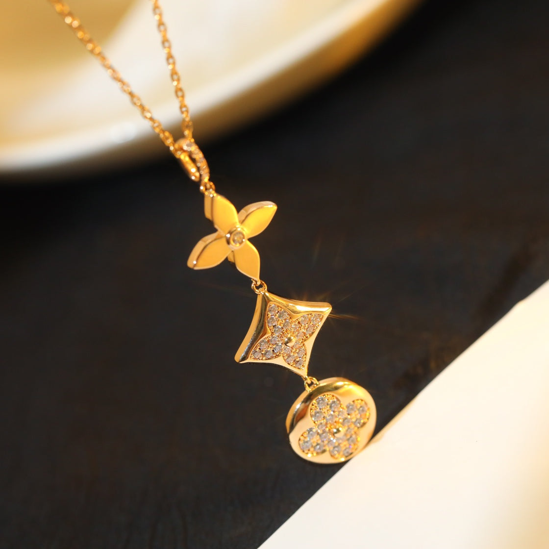 [Kincade Jewelrys]STAR AND SUN DIAMOND PINK GOLD NECKLACE