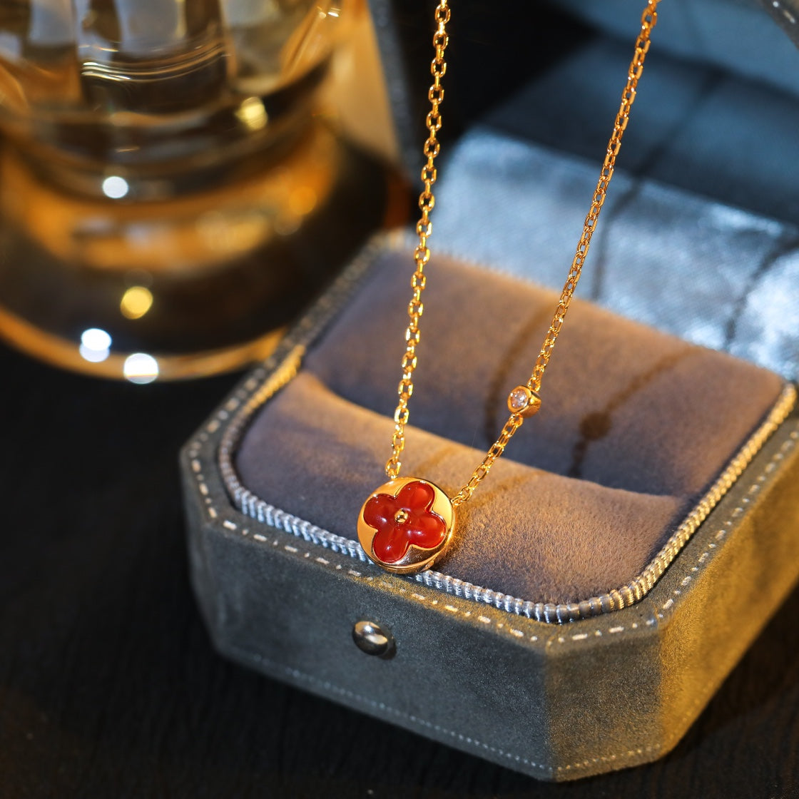 [Kincade Jewelrys]SUN PEDANT PINK GOLD 1 DIAMOND NECKLACE