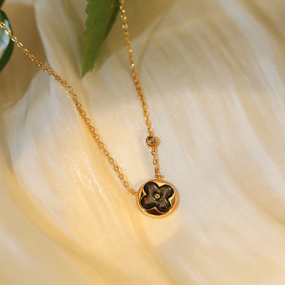 [Kincade Jewelrys]SUN PEDANT PINK GOLD 1 DIAMOND NECKLACE