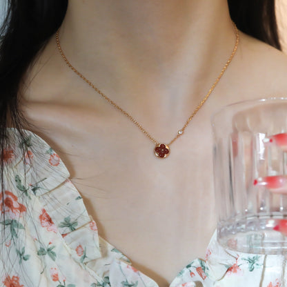 [Kincade Jewelrys]SUN PEDANT PINK GOLD 1 DIAMOND NECKLACE