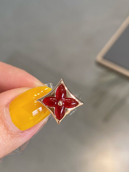 [Kincade Jewelrys]STAR AND SUN PINK GOLD CARNELIAN STUD EARRINGS