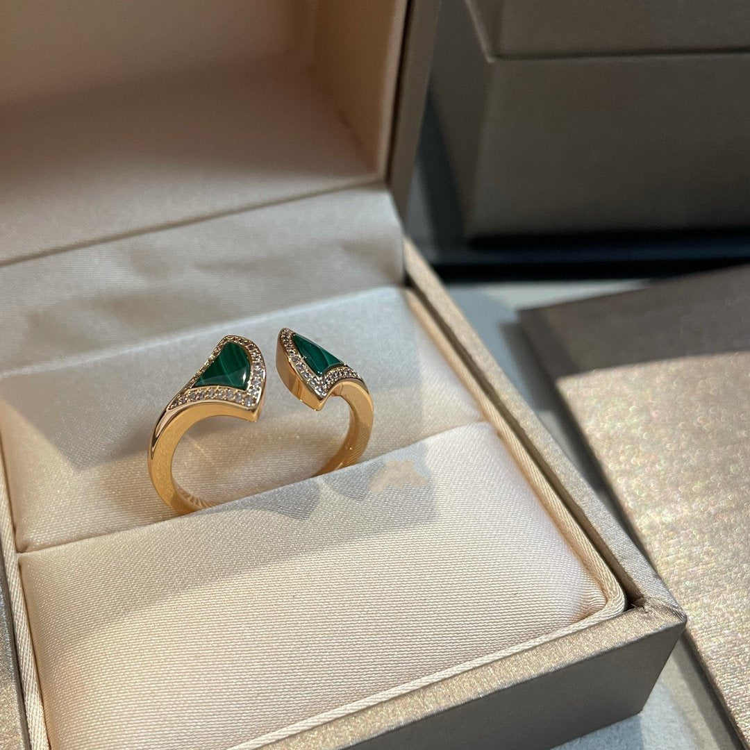 [Kincade Jewelrys]Anillo abierto Dream Malaquita Diamante