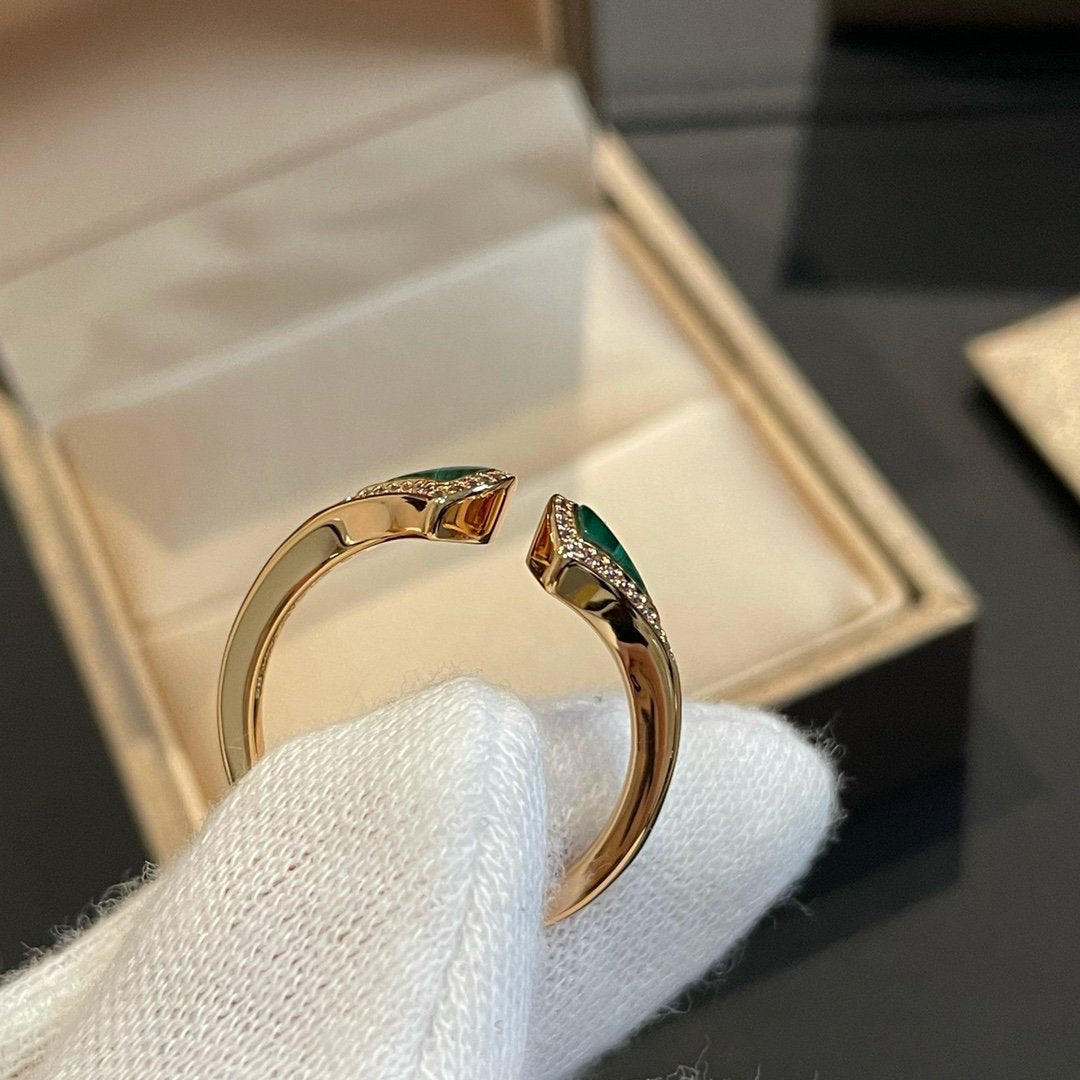 [Kincade Jewelrys]Anillo abierto Dream Malaquita Diamante