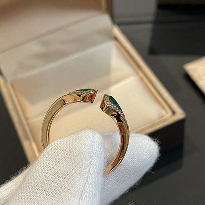 [Kincade Jewelrys]Anillo abierto Dream Malaquita Diamante
