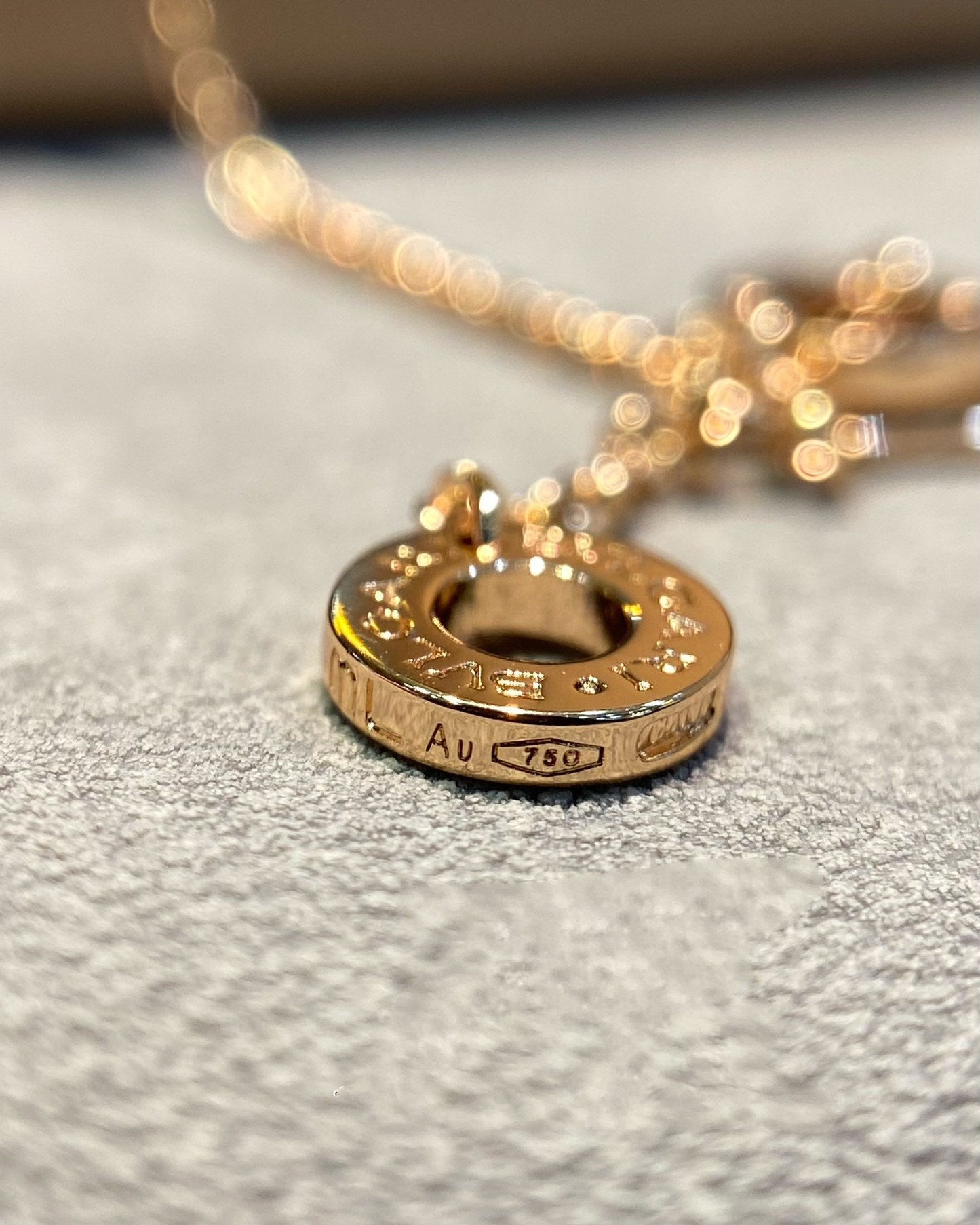[Kincade Jewelrys]DREAM MOP DIAMOND PAVED PINK GOLD NECKLACE