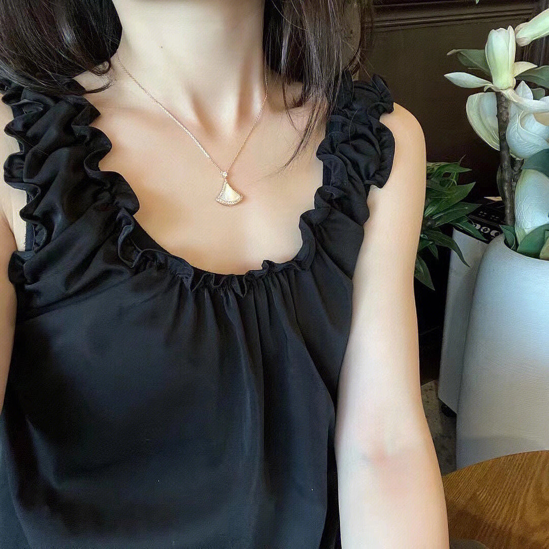 [Kincade Jewelrys]DREAM MOP DIAMOND PAVED PINK GOLD NECKLACE