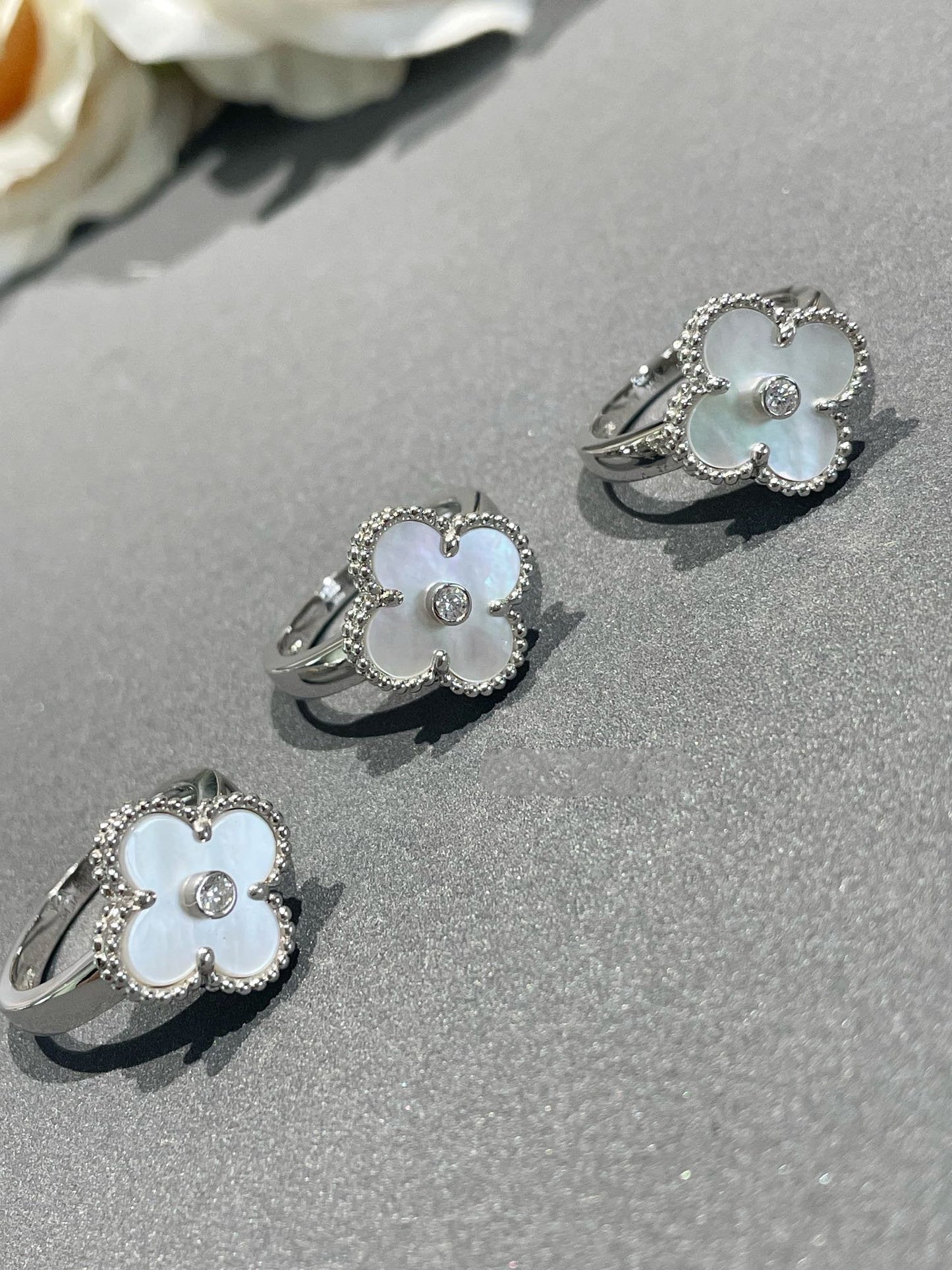 [Kincade Jewelrys]CLOVER SILVER MOP DIAMOND RING