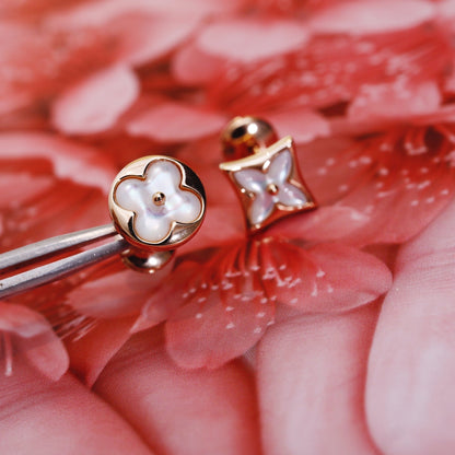 [Kincade Jewelrys]STAR AND SUN PINK GOLD MOP STUD EARRINGS