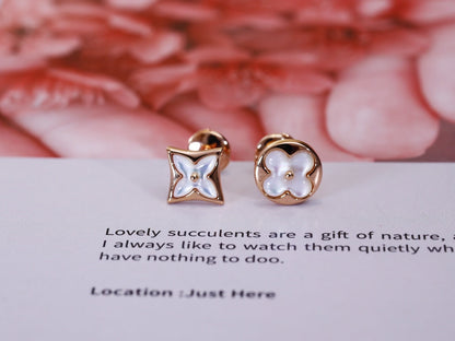 [Kincade Jewelrys]STAR AND SUN PINK GOLD MOP STUD EARRINGS