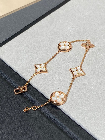 [Kincade Jewelrys]STAR AND SUN 5 MOTIF MOP PINK GOLD BRACELET