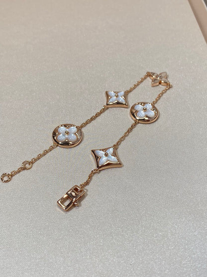 [Kincade Jewelrys]STAR AND SUN 5 MOTIF MOP PINK GOLD BRACELET