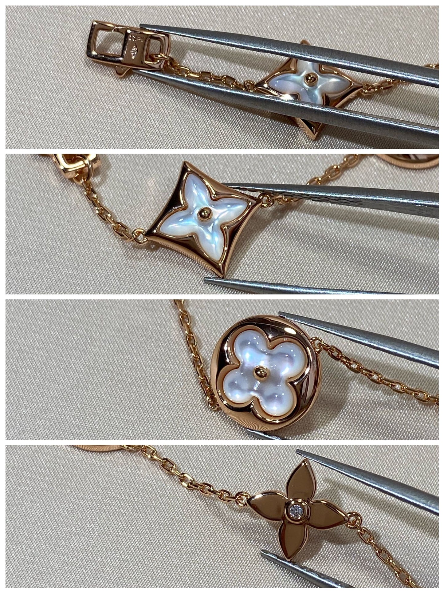 [Kincade Jewelrys]STAR AND SUN 5 MOTIF MOP PINK GOLD BRACELET
