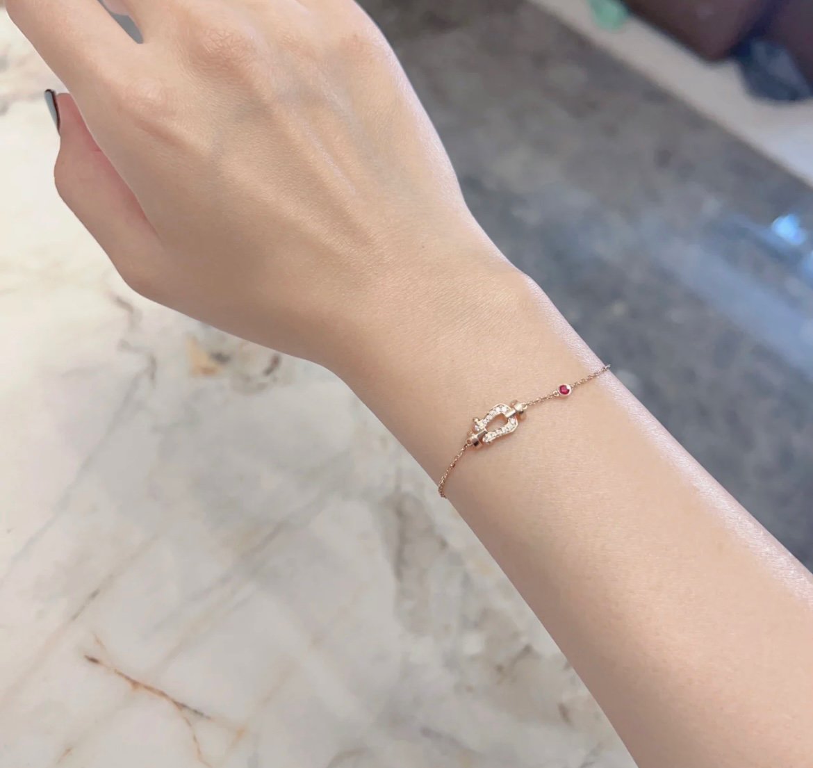 [Kincade Jewelrys]FORCE 10 DIAMOND CHAIN LINK PINK GOLD BRACELET
