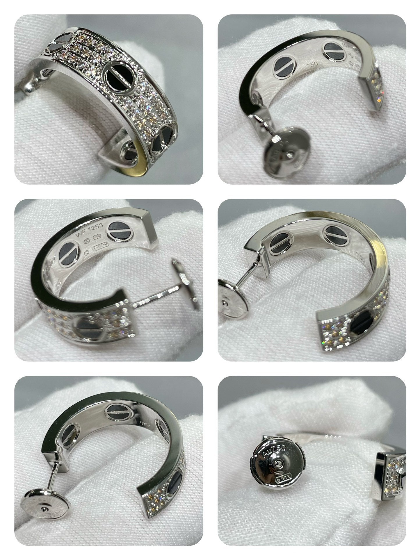[Kincade Jewelrys]LOVE CERAMIC DIAMOND PAVED SILVER EARRINGS