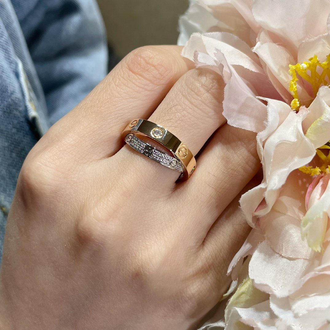 [Kincade Jewelrys] ANILLO DOBLE AMOR DE ORO ROSA, PLATA Y DIAMANTE