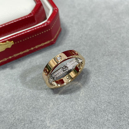 [Kincade Jewelrys] ANILLO DOBLE AMOR DE ORO ROSA, PLATA Y DIAMANTE