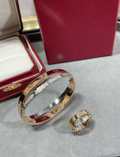 [Kincade Jewelrys] ANILLO DOBLE AMOR DE ORO ROSA, PLATA Y DIAMANTE