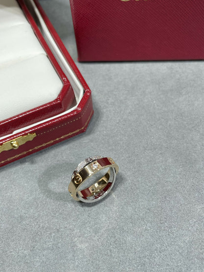 [Kincade Jewelrys] ANILLO DOBLE AMOR DE ORO ROSA, PLATA Y DIAMANTE