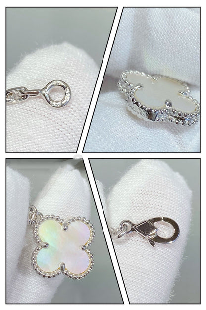 [Kincade Jewelrys]CLOVER 5 MOTIF WHITE MOP SILVER BRACELET