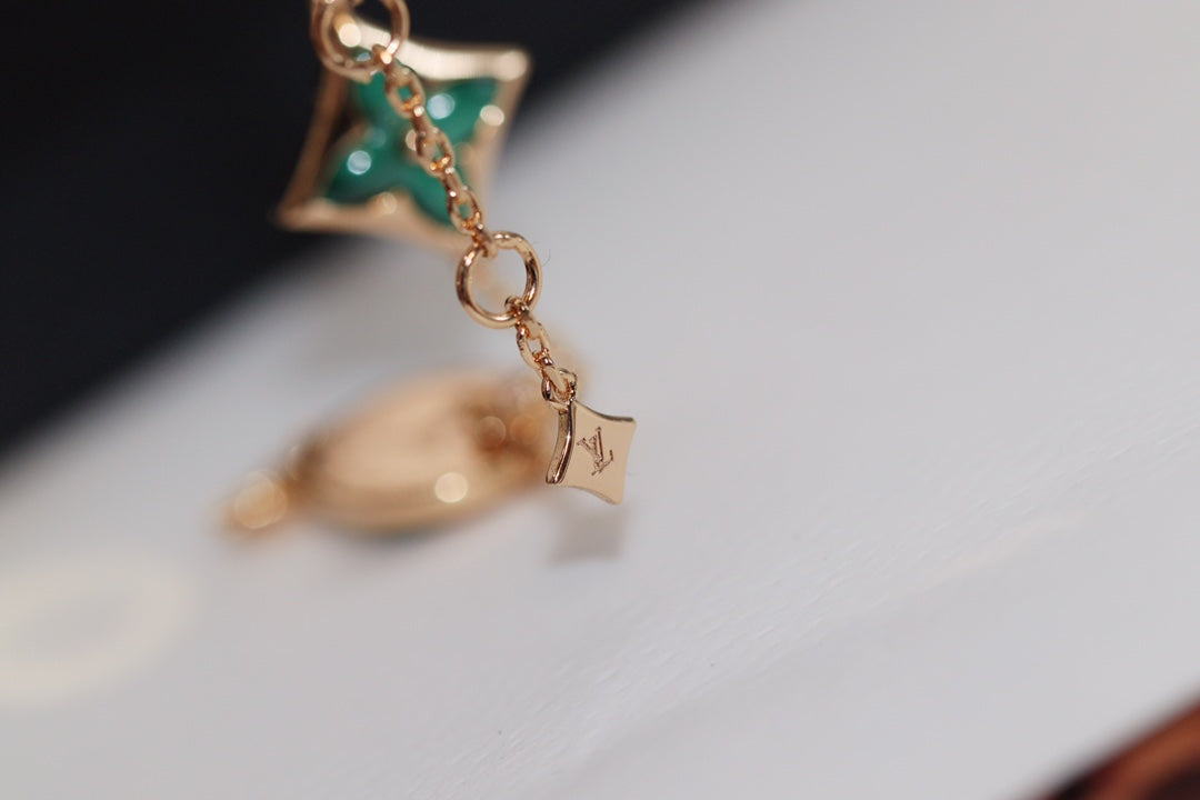 [Kincade Jewelrys]STAR AND SUN 4 MOTIF PINK GOLD MALACHITE BRACELET