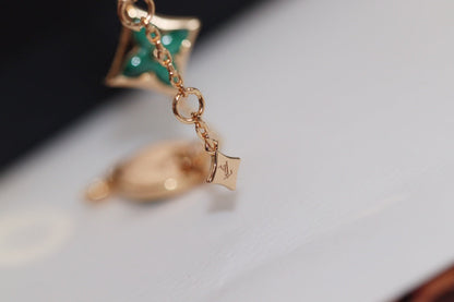 [Kincade Jewelrys]STAR AND SUN 4 MOTIF PINK GOLD MALACHITE BRACELET