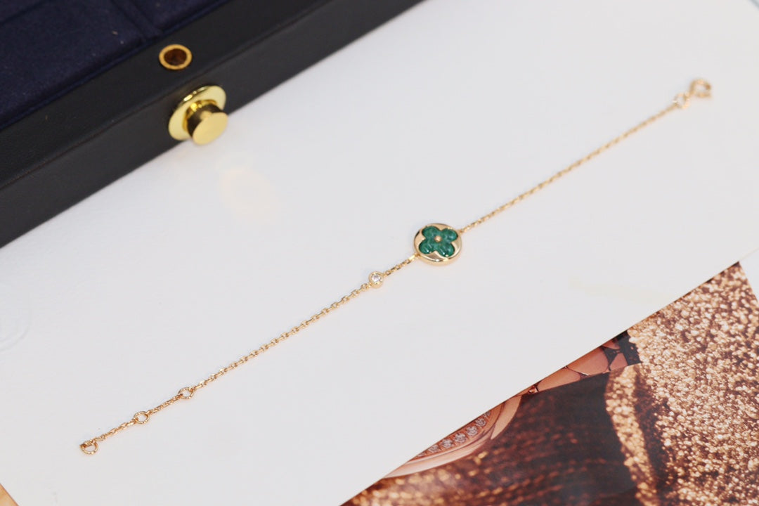 [Kincade Jewelrys]STAR AND SUN 4 MOTIF PINK GOLD MALACHITE BRACELET