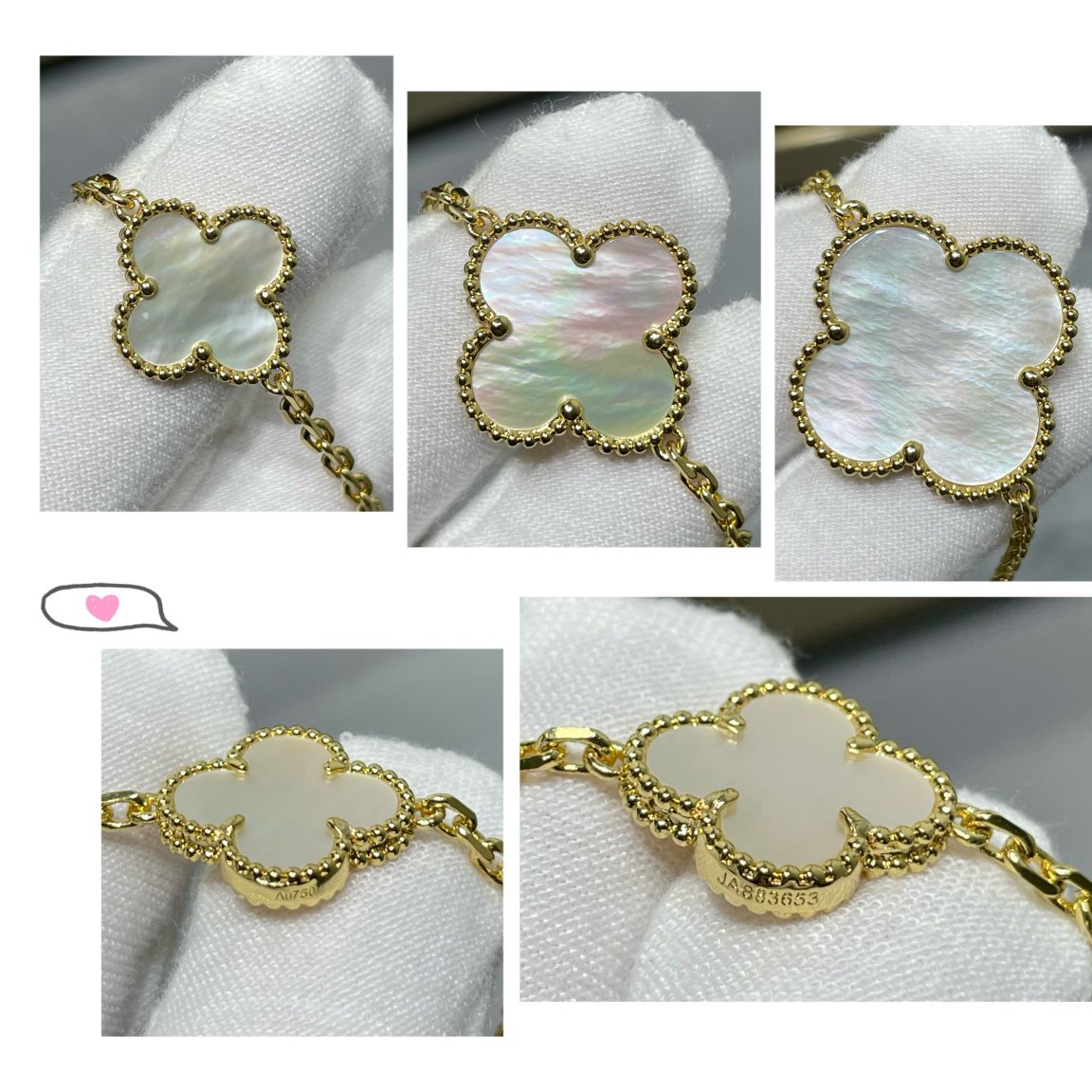 [Kincade Jewelrys]CLOVER 16 MOTIF WHITE MOP GOLD NECKLACE