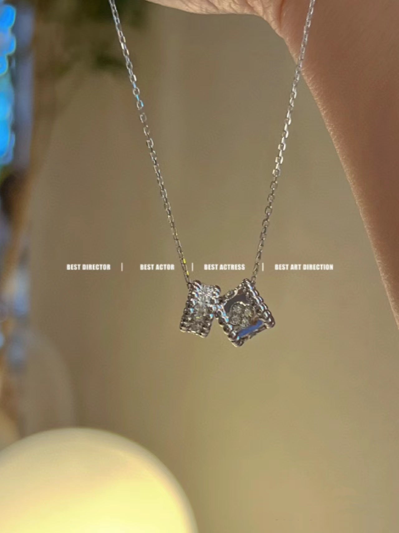 [Kincade Jewelrys]PERLEE DOUBLE PENDANT SILVER DIAMOND NECKLACE